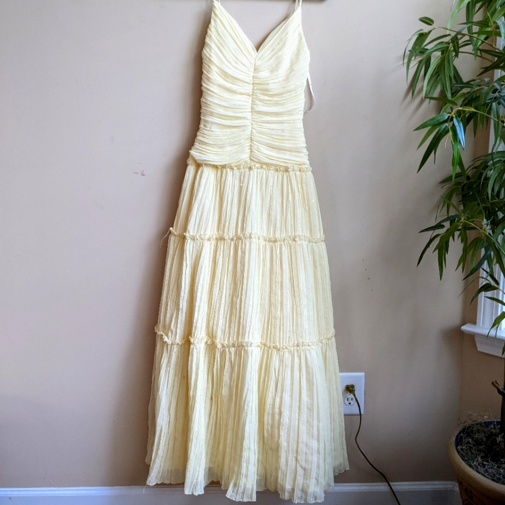 RARE Vintage Jessica McClintock Gunne Sax Pastel Butter Yellow Gown